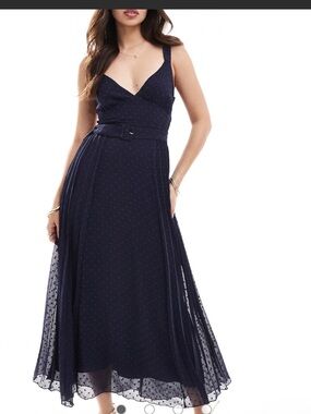ASOS Navy Polka Dot Wrap-Style Maxi Dress